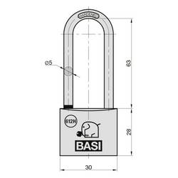 Basi 6122-3000 visací zámek mosaz, ocel