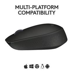 Logitech M171 optická myš, přenos bezdrátový, bezdrátový, 3 tlačítko, 1000 dpi, černá, šedá