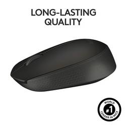Logitech M171 optická myš, přenos bezdrátový, bezdrátový, 3 tlačítko, 1000 dpi, černá, šedá