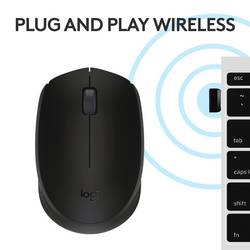 Logitech M171 optická myš, přenos bezdrátový, bezdrátový, 3 tlačítko, 1000 dpi, černá, šedá