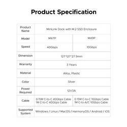 ORICO USB-C® dokovací stanice MiniLink M49P Vhodné pro značky (dokovací stanice pro notebook): Apple Rozšiřující patice M.2 SSD