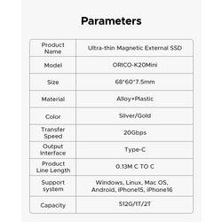 ORICO K20 mini Pouzdro pro SSD M.2 USB-C® USB 3.2 (Gen 2x2) 20 GBit/s M.2 PCIe 2230 K20Mini