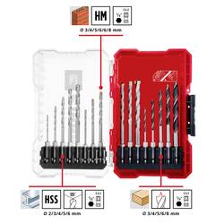 Einhell 108953 16dílná Univerzální sortiment vrtáků kov, kámen, beton, dřevo, zdivo 2 mm, 3 mm, 4 mm, 5 mm, 6 mm, 8 mm