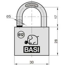 Basi 6120-3001-3006 visací zámek visací zámek s profilovou vložkou, 30 mm, mosaz