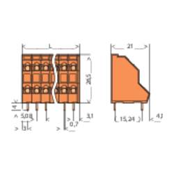 WAGO 736-302 dvojřadá svorka 2.50 mm² Pólů 4 oranžová 1 ks