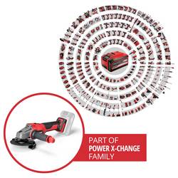Einhell 4431140+4540011 Akumulátorová úhlová bruska 125 mm, bez akumulátoru, bez nabíječky, včetně elektronického kufru, 18 V