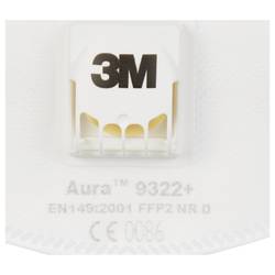3M Aura™ 9322+ respirátor proti jemnému prachu, s ventilem FFP2 D 10 ks EN 149:2001, EN 149:2009 DIN 149:2001, DIN 149:2009