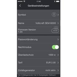 VOLTCRAFT SEM6000 měřič spotřeby el. energie s Bluetooth, možnost exportu dat, s funkcí dataloggeru, TRMS, nastavitelná cena elektřiny, ovládání přes mobilní