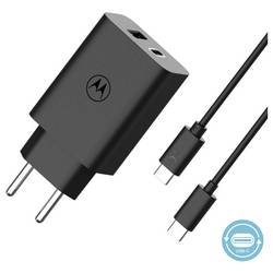 Motorola MOM000072 USB nabíječka, USB Power Delivery (USB-PD) , 1x USB A , 1x USB-C®, 50 W, Dodávka energie, QC 3.0, černá