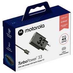 Motorola USB nabíječka, Qualcomm Quick Charge 3.0 , USB Power Delivery (USB-PD) , Rychlonabíječka, 1x USB A , 33 W, Dodávka energie, QC 3.0, černá