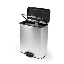 Curver Deco bin slim 254610 odpadkový koš, 65 l, (d x š x v) 480 x 480 x 615 mm, stříbrná, černá, otevírání pedálem, 1 ks
