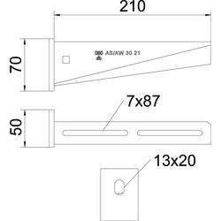 OBO Bettermann 6442838 Nástěnná a stojinová vzpěra (d x š x v) 210 x 20 x 70 mm 1 ks kov