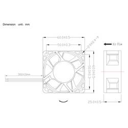 TRU COMPONENTS TC-MX6025-12V0.02A axiální ventilátor, 12 V/DC, 15.6 m³/h, (d x š x v) 60 x 60 x 25 mm, TC-13401712