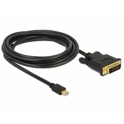 Delock Mini-DisplayPort / DVI kabel Mini DisplayPort konektory, DVI-D 24+1pol. Zástrčka 3 m černá 83990 pozlacené kontakty, třížilový stíněný, kroucený Kabel