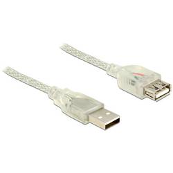 Delock USB kabel USB 2.0 USB-A zástrčka, USB-A zásuvka 1.00 m transparentní s feritovým jádrem 83881