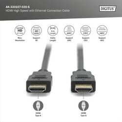 Digitus HDMI kabel Zástrčka HDMI-A, Zástrčka HDMI-A 5.00 m černá AK-330107-050-S Audio Return Channel, pozlacené kontakty HDMI kabel