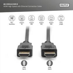 Digitus HDMI kabel Zástrčka HDMI-A, Zástrčka HDMI-A 2.00 m černá AK-330114-020-S 4K UHD, pozlacené kontakty HDMI kabel