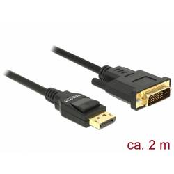 Delock DisplayPort / DVI kabel Konektor DisplayPort, DVI-D 24+1pol. Zástrčka 2 m černá 85313 pozlacené kontakty, kroucený , třížilový stíněný, 4K UHD Kabel