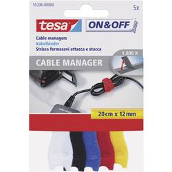 TESA On & Off 55236-00-00 kabelový manažer na suchý zip ke spojování háčková a flaušová část (d x š) 200 mm x 12 mm barevná 5 ks