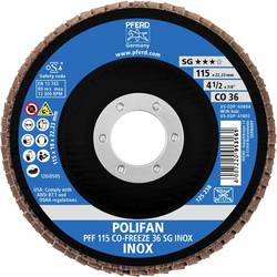 PFERD TOOLS 67611536 PFF 115 CO-FREEZE 36 SG INOX vějířovitý brusný kotouč Průměr 115 mm Ø otvoru 22.23 mm Zrnitost 36 Slitina na bázi niklu, Superslitiny na
