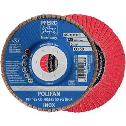 PFERD TOOLS 67612550 PFF 125 CO-FREEZE 50 SG INOX vějířovitý brusný kotouč Průměr 125 mm Ø otvoru 22.23 mm Zrnitost 50 Slitina na bázi niklu, Superslitiny na