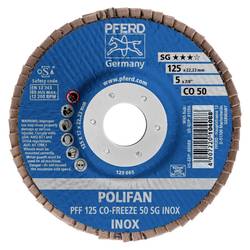 PFERD TOOLS 67612550 PFF 125 CO-FREEZE 50 SG INOX vějířovitý brusný kotouč Průměr 125 mm Ø otvoru 22.23 mm Zrnitost 50 Slitina na bázi niklu, Superslitiny na