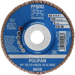 PFERD TOOLS 67612536 PFF 125 CO-FREEZE 36 SG INOX vějířovitý brusný kotouč Průměr 125 mm Ø otvoru 22.23 mm Zrnitost 36 Slitina na bázi niklu, Superslitiny na