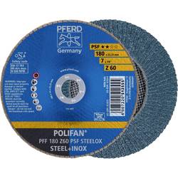 PFERD TOOLS 67666185 PFF 180 Z 60 PSF STEELOX vějířovitý brusný kotouč Průměr 180 mm Ø otvoru 22.23 mm Zrnitost 60 nerezová ocel, ocel 10 ks