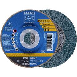 PFERD TOOLS 67666115 PFF 115 Z 60 PSF STEELOX vějířovitý brusný kotouč Průměr 115 mm Ø otvoru 22.23 mm Zrnitost 60 nerezová ocel, ocel 10 ks