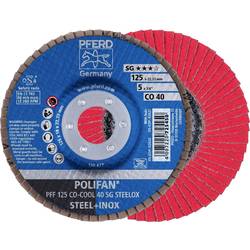 PFERD TOOLS 67660425 PFF 125 CO-COOL 40 SG STEELOX vějířový brusný kotouč Průměr 125 mm Ø otvoru 22.23 mm Zrnitost 40 Slitina hliníku, Slitina na bázi niklu,