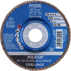PFERD TOOLS 67660425 PFF 125 CO-COOL 40 SG STEELOX vějířovitý brusný kotouč Průměr 125 mm Ø otvoru 22.23 mm Zrnitost 40 Slitina hliníku, Slitina na bázi niklu,