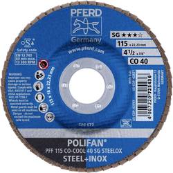 PFERD TOOLS 67660415 PFF 115 CO-COOL 40 SG STEELOX vějířovitý brusný kotouč Průměr 115 mm Ø otvoru 22.23 mm Zrnitost 40 Slitina hliníku, Slitina na bázi niklu,