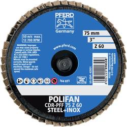 PFERD TOOLS 47202535 CDR PFF 75 Z 60 vějířovitý brusný kotouč Průměr 75 mm Zrnitost 60 Slitina na bázi kobaltu, bronz, titan, měď, mosaz, nerezová ocel, Šedá /