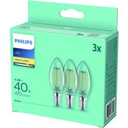 Philips LED 77779100 LED Energetická třída (EEK2021) F (A - G) E14 válcový tvar 4.3 W = 40 W teplá bílá (Ø x v) 3.5 cm x 9.7 cm 3 ks