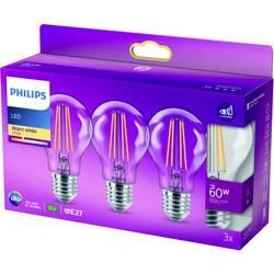 Philips LED 76393000 LED Energetická třída (EEK2021) E (A - G) E27 7 W = 60 W teplá bílá (Ø x v) 6 cm x 10.4 cm vlákno 3 ks