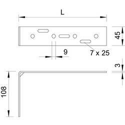 OBO Bettermann 6015379 Nástěnný upevňovací prvek (d x š x v) 208 x 45 x 108 mm 25 ks kov