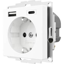 2USB 2U-449528 zásuvka s ochranným kontaktem s nabíjením přes USB, dětská ochrana, VDE IP20 čistě bílá (hedvábně matná)