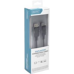 Digitus DisplayPort kabel Konektor DisplayPort, Konektor DisplayPort 2.00 m černá DB-340100-020-S kulatý, dvoužilový stíněný Kabel DisplayPort