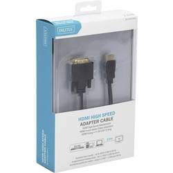 Digitus HDMI / DVI kabelový adaptér Zástrčka HDMI-A, DVI-D 18 + 1 pól Zástrčka 2.00 m černá DB-330300-020-S kulatý, pozlacené kontakty, dvoužilový stíněný HDMI