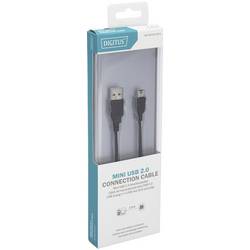 Digitus USB kabel USB 2.0 USB-A zástrčka, USB Mini-B zástrčka 1.00 m černá kulatý, dvoužilový stíněný DB-300130-010-S