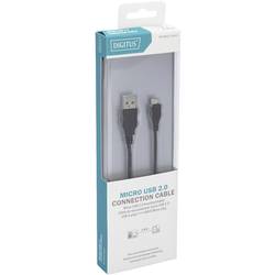 Digitus USB kabel USB 2.0 USB-A zástrčka, USB Micro-B zástrčka 1.80 m černá kulatý, dvoužilový stíněný DB-300127-018-S