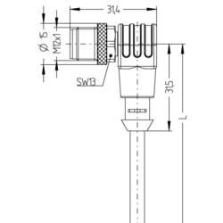Escha AL-WWAS4-5/S370 upravený zástrčkový konektor pro senzory - aktory, 8043821, piny: 4, 5.00 m, 1 ks