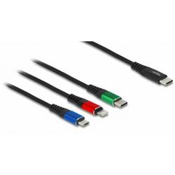 Delock Nabíjecí kabel USB USB 2.0 USB-C ® zástrčka, USB-C ® zástrčka, USB Micro-B zástrčka, Apple Lightning konektor 0.30 m černá 86820