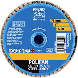 PFERD TOOLS 42719206 CD PFF 75 A 60 vějířovitý brusný kotouč Průměr 75 mm Zrnitost 60 bronz, titan, Slitina titanu, měď, mosaz, nerezová ocel, Šedá / tvárná
