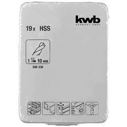 kwb 421944 HSS sada spirálových vrtáku do kovu 19dílná 1 mm, 1.5 mm, 2 mm, 2.5 mm, 3 mm, 3.5 mm, 4 mm, 4.5 mm, 5 mm, 5.5 mm, 6 mm, 6.5 mm, 7 mm, 8 mm, 8.5 mm,