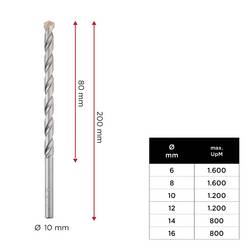 kwb 41010 nástrojová ocel spirálový vrták na kámen 10 mm Celková délka 200 mm válcová stopka 1 ks