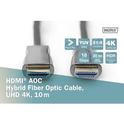Digitus HDMI / optické vlákno kabel Zástrčka HDMI-A, Zástrčka HDMI-A 15.00 m černá AK-330125-150-S 4K UHD HDMI kabel