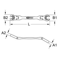 KS Tools 518.0528 Otevřený oboustranný očkový klíč, s dvojitým kloubem, 10 x 11 mm