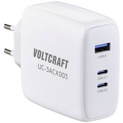 VOLTCRAFT UC-3ACX003 USB nabíječka, GaN, 1x USB A , 2x USB-C®, 120 W, Dodávka energie, bílá
