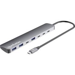 Manhattan 181167 USB Hub 4 + 3 porty USB-C®, USB-A USB 3.2 Gen2 10 GBit/s s konektorem USB C, s hliníkovým krytem Space Grau 7-Port 10G/5G USB-C / USB-A Hub